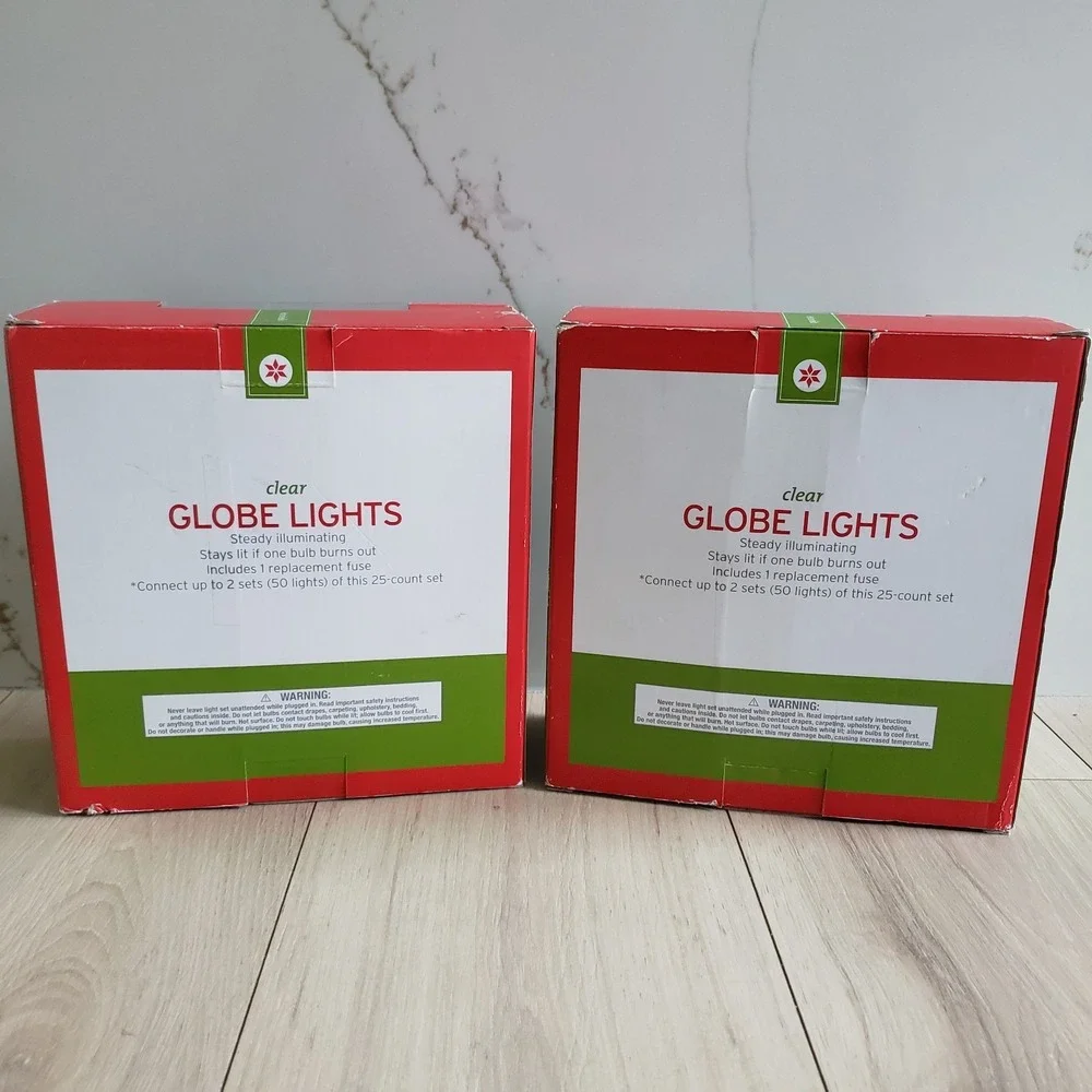 Globe‎ String Lights 25 Clear Bulbs Room Essentials Outdoor/Indoor 2 New Pack